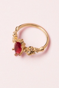 Topvintage Boutique Collection - Queen off duty ring in goud en rood  2