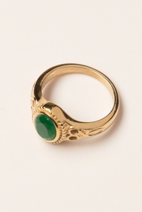 Topvintage Boutique Collection - Selflove ring in goud en groen 2