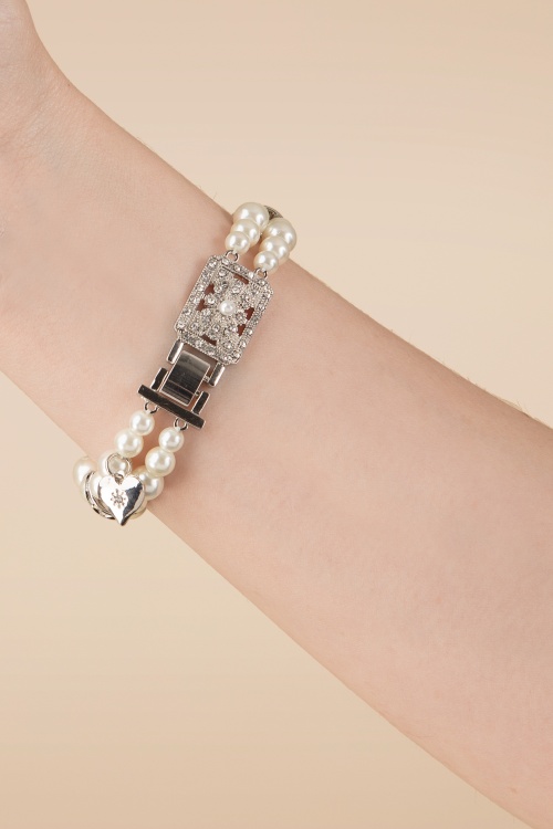 Lovely - Deco parel armband in ivoor 2
