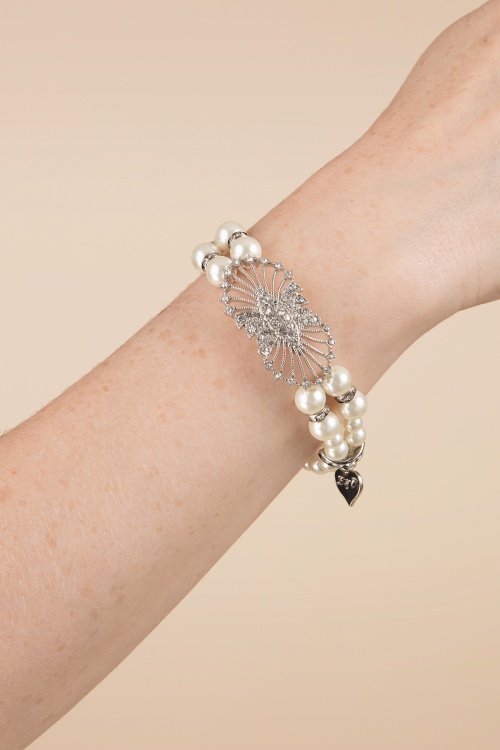 Lovely - Deco parel armband in ivoor
