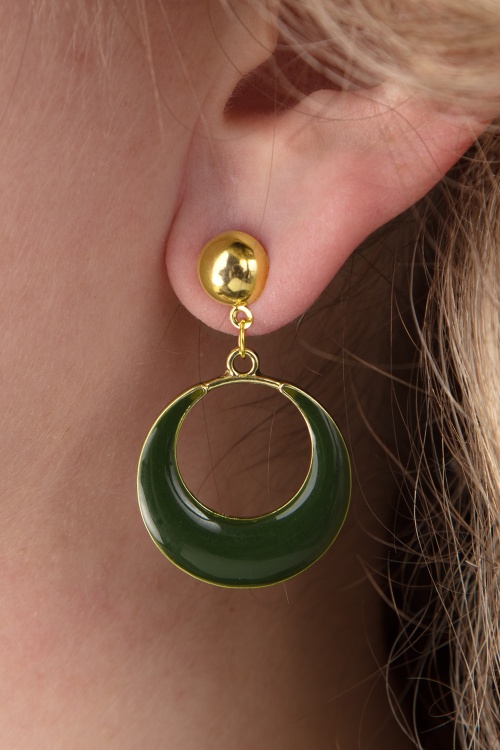 Glitz-o-Matic - 50s Teeny Tiny Hoop Earrings in Dark Green