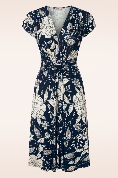 Vintage Chic for Topvintage - Suki Knotted Swing Dress in Navy