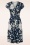 Vintage Chic for Topvintage - Suki knotted floral swing jurk in marineblauw en gebroken wit