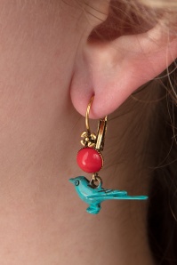 Urban Hippies - Birdie vergulde oorbellen in blauw en rood