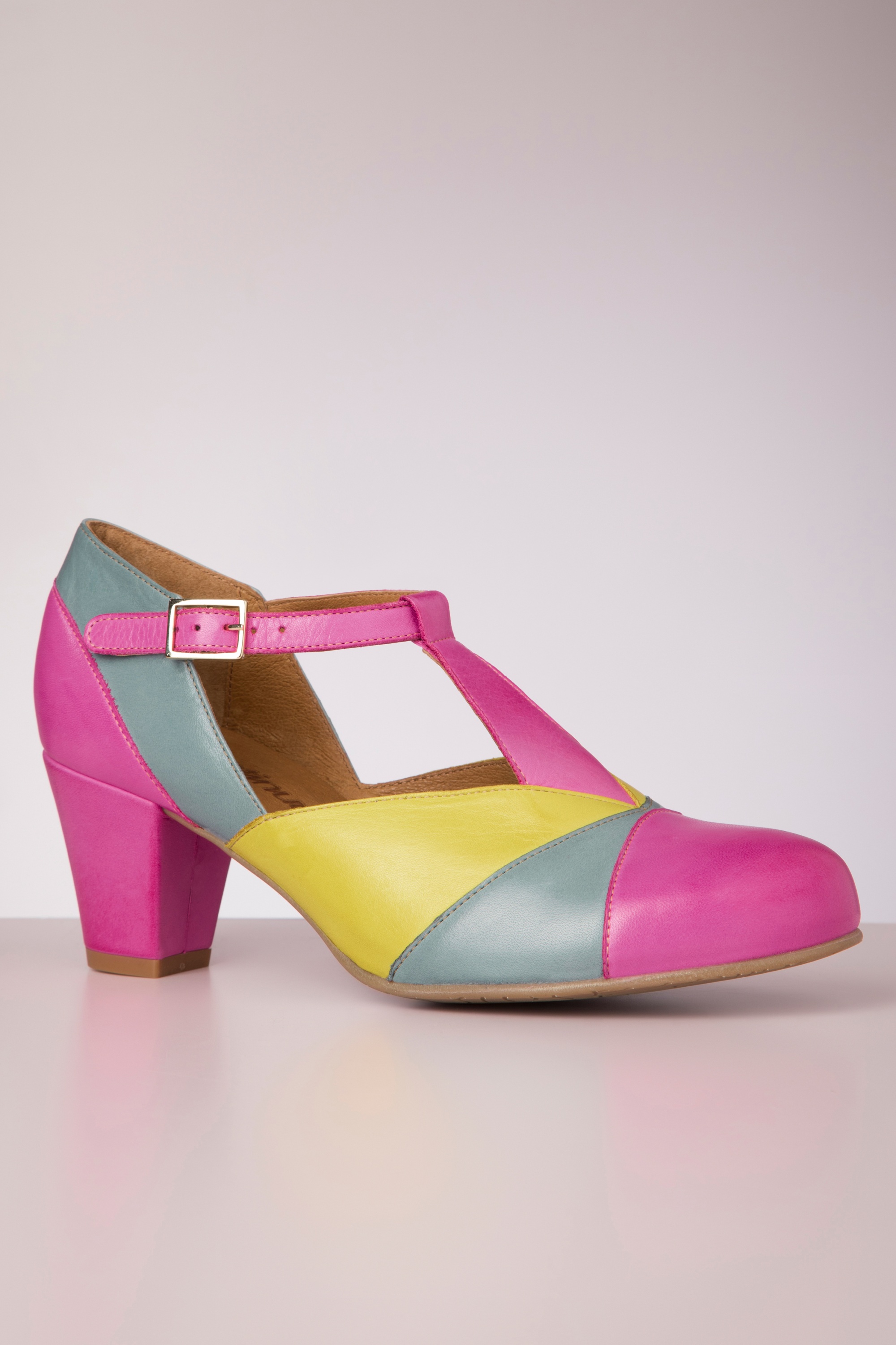 La Veintinueve - Dana Tritone pumps in roze, geel en blauw 3
