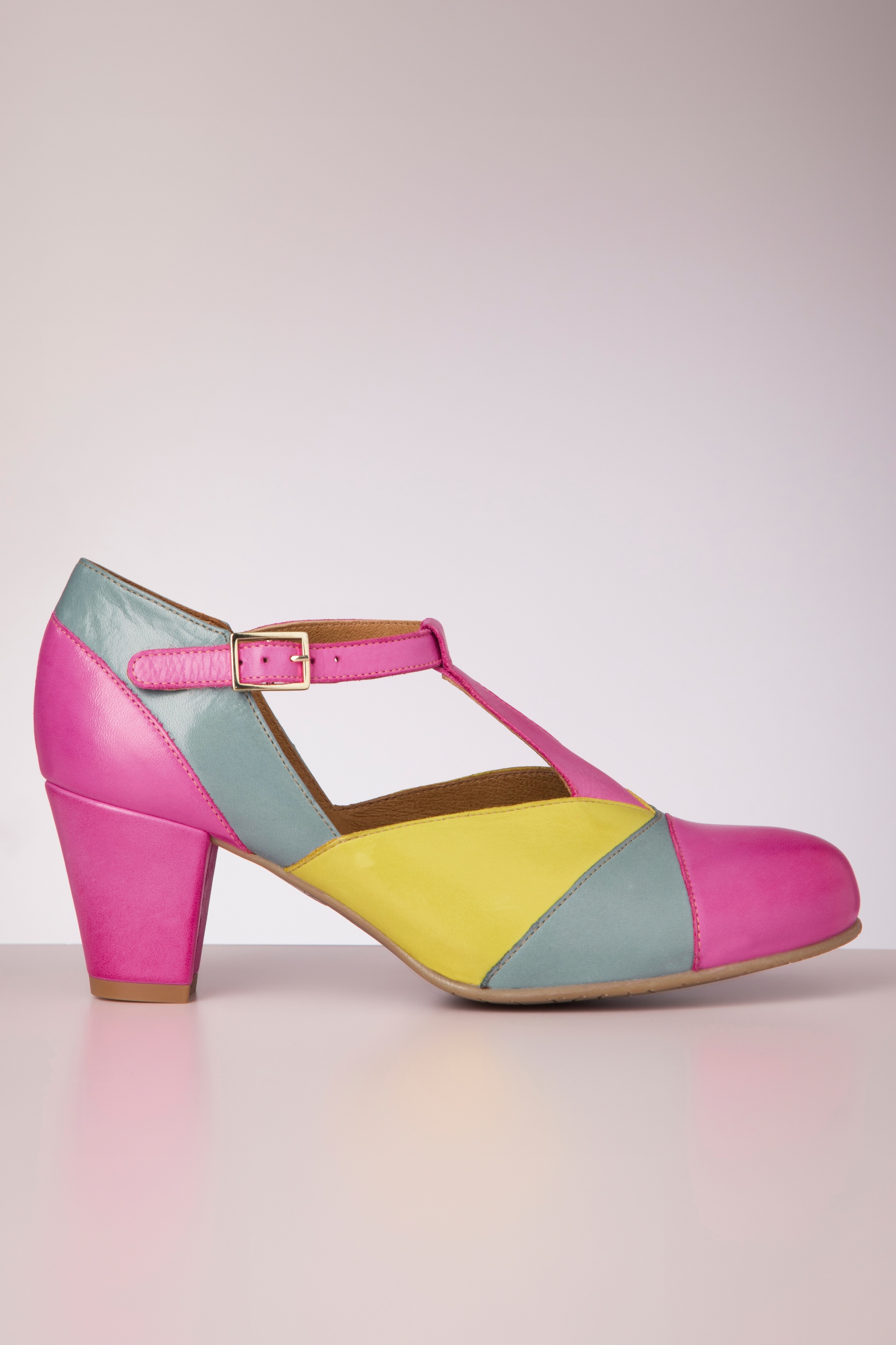 La Veintinueve - Dana Tritone pumps in roze, geel en blauw