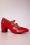 La Veintinueve - Marcela Leather Block Heel Pumps in Patent Red 3