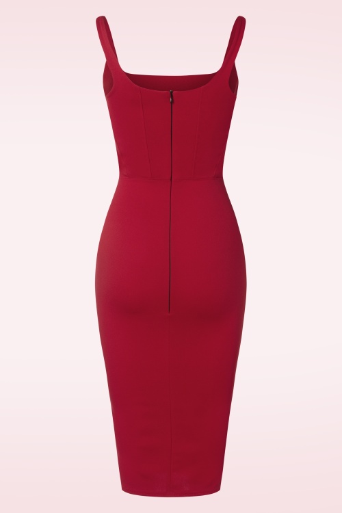 Vintage Chic for Topvintage - Scarlett pencil jurk in rood 2