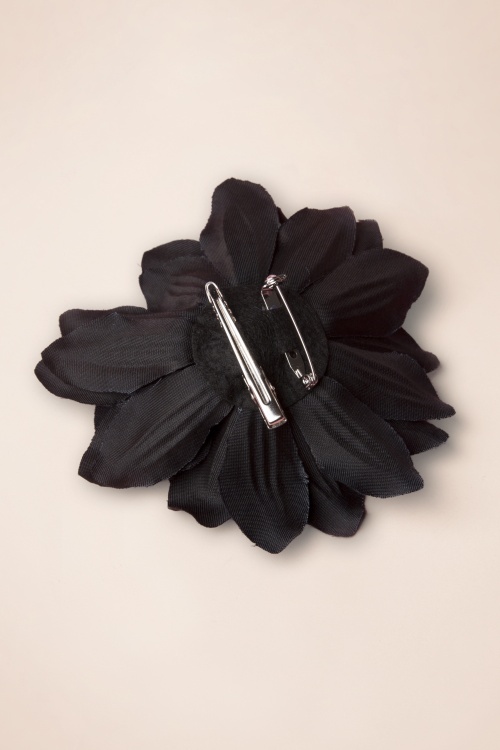ZaZoo - Bloemenhaarclip en broche in zwart 2