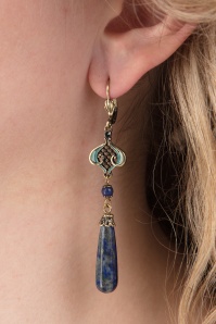 Lovely - 20s Lapis Drop Earrings in Blue