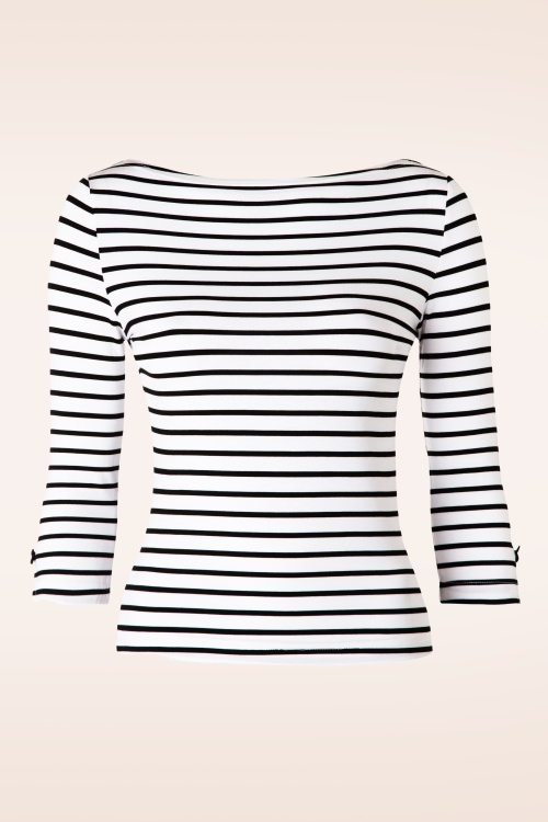 Banned Retro - 50s Modern Love Stripes Top in White and Black