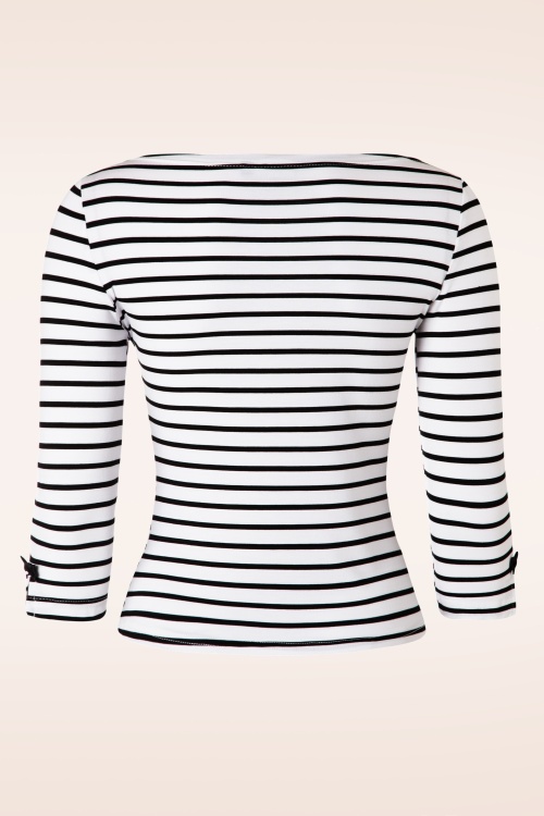 Banned Retro - 50s Modern Love Stripes Top in White and Black 2