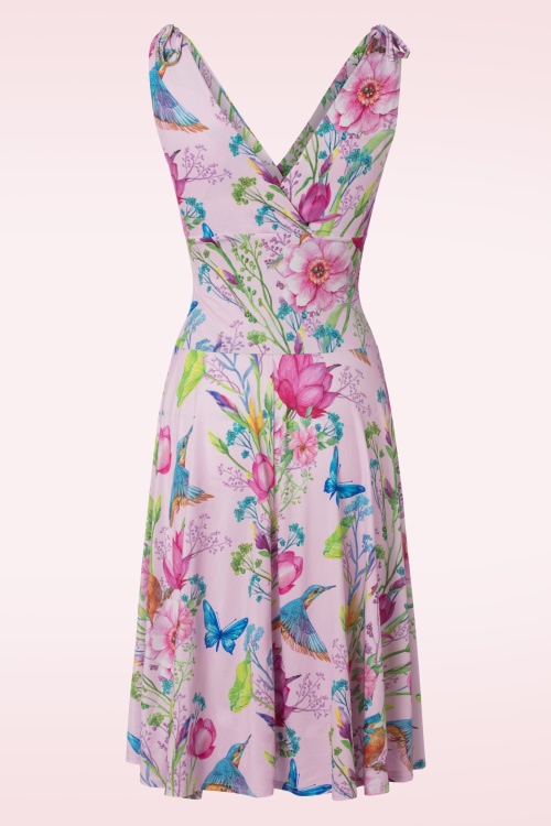 Vintage Chic for Topvintage - Grecian floral swing jurk in helder roze  2
