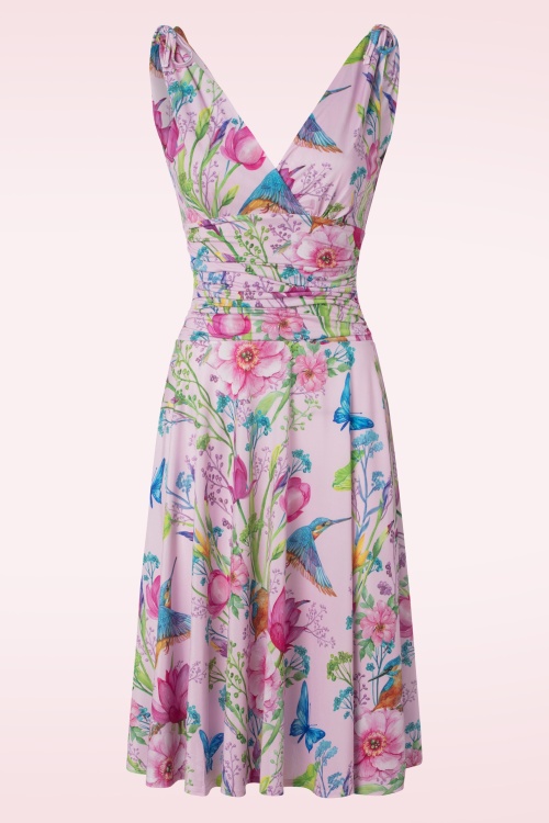 Vintage Chic for Topvintage - Grecian floral swing jurk in helder roze 