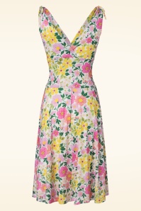 Vintage Chic for Topvintage - Grecian floral swing jurk in wit en multi 2