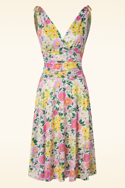 Vintage Chic for Topvintage - Grecian floral swing jurk in donkergroen en multi 