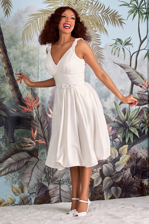Miss Candyfloss - Rafaela May Swing Dress in Off White 2