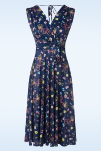 Vintage Chic for Topvintage - Jane Floral Bicycle Swing Dress in Navy