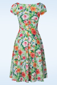 Vintage Chic for Topvintage - Blythe Tropical Floral Swing Dress in Pale Blue 2