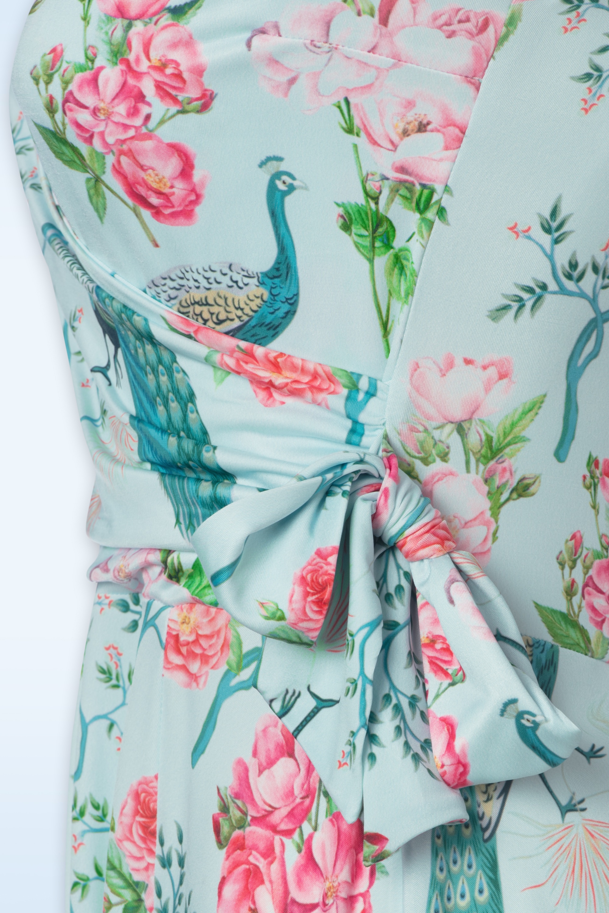 Vintage Chic for Topvintage - Layla floral peacock swing jurk in luchtblauw 4