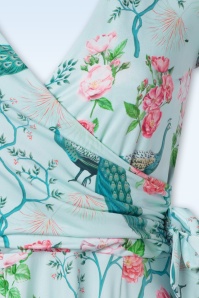Vintage Chic for Topvintage - Robe corolle à motif paons et fleurs Layla en bleu ciel 3