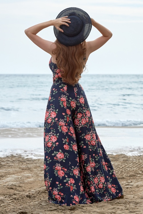 Miss Candyfloss - Giordana Lee Floral Jumpsuit in Navy 4