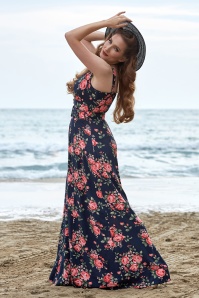 Miss Candyfloss - Giordana Lee Floral Jumpsuit in Marineblau 3