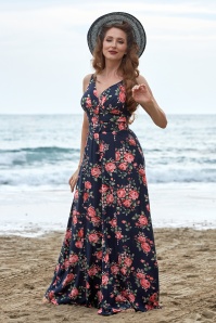 Miss Candyfloss - Giordana Lee Floral Jumpsuit in Marineblau