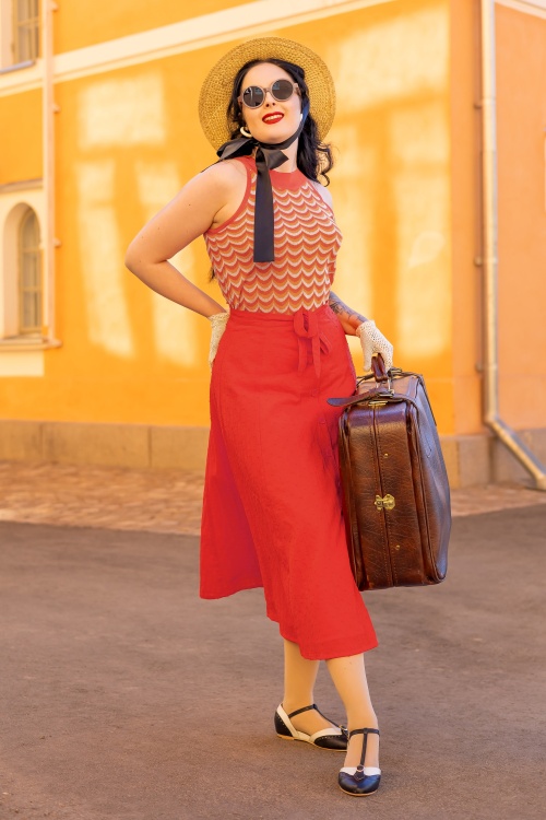 King Louie - Judy Midi Skirt Verano in Fire Red