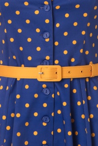 Topvintage Boutique Collection - Exclusivité Topvintage ~ Robe corolle à pois Angie en bleu et jaune 7