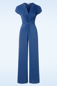 Vintage Chic for Topvintage - Meadow knot jumpsuit in korenbloem blauw