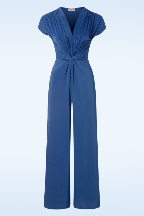 Vintage Chic for Topvintage - Meadow knot jumpsuit in korenbloem blauw