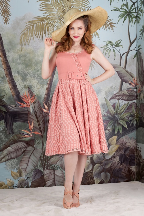 Miss Candyfloss - Waverly Pia kanten swing jurk in roze