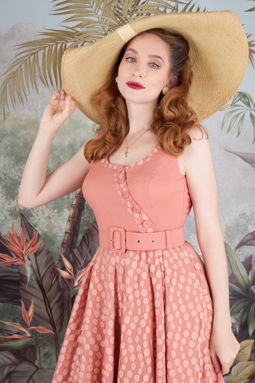 Miss Candyfloss - Waverly Pia kanten swing jurk in roze 2
