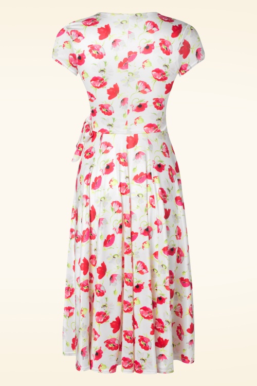 Vintage Chic for Topvintage - Layla Poppy Swing Dress in White 2