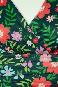 Vintage Chic for Topvintage - Grecian Floral Swing Kleid in Dunkelgrün und Multi 3