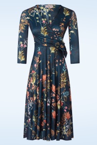 Vintage Chic for Topvintage - Colette Floral Swing Kleid in Petrol