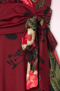Vintage Chic for Topvintage - Robe cache-coeur semi-évasée à fleurs Irene en bordeaux 3