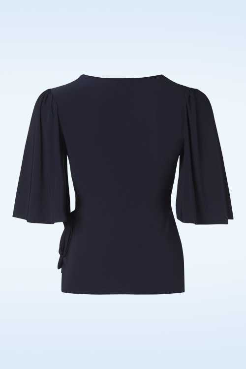Vintage Chic for Topvintage - Belle slinky top in marineblauw 2