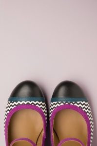 Nemonic - Frida Mary Jane pumps in zwart en magentaroze 2