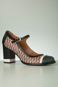 Nemonic - Nantes Mary Jane pumps in zwart en groen 3