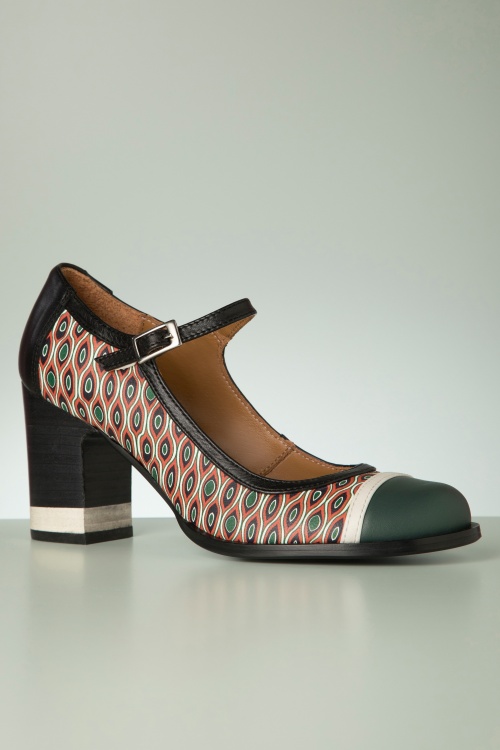 Nemonic - Nantes Mary Jane pumps in zwart en groen 3