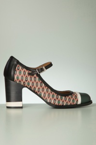 Nemonic - Nantes Mary Jane pumps in zwart en groen