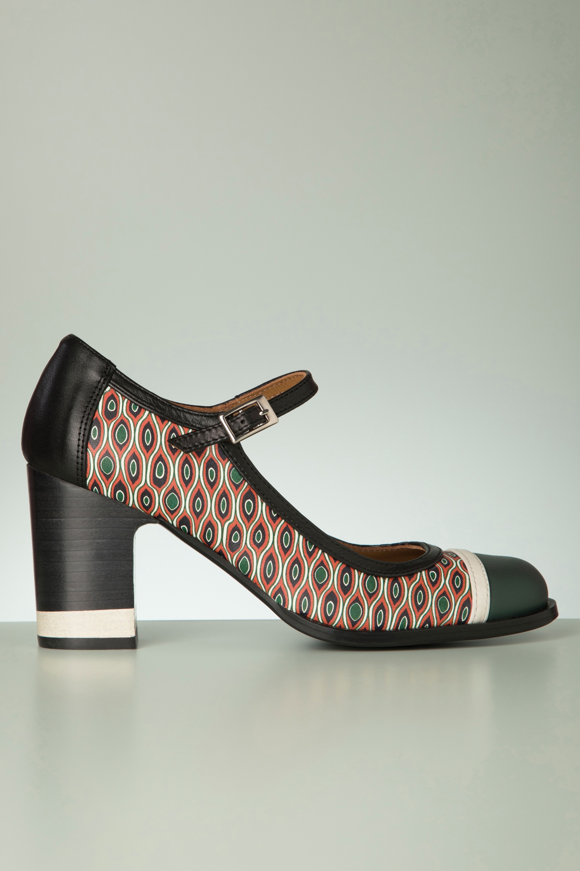 Nemonic - Nantes Mary Jane pumps in zwart en groen