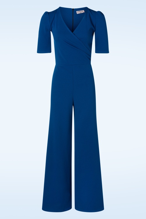 Vintage Chic for Topvintage - Esther jumpsuit in koningsblauw