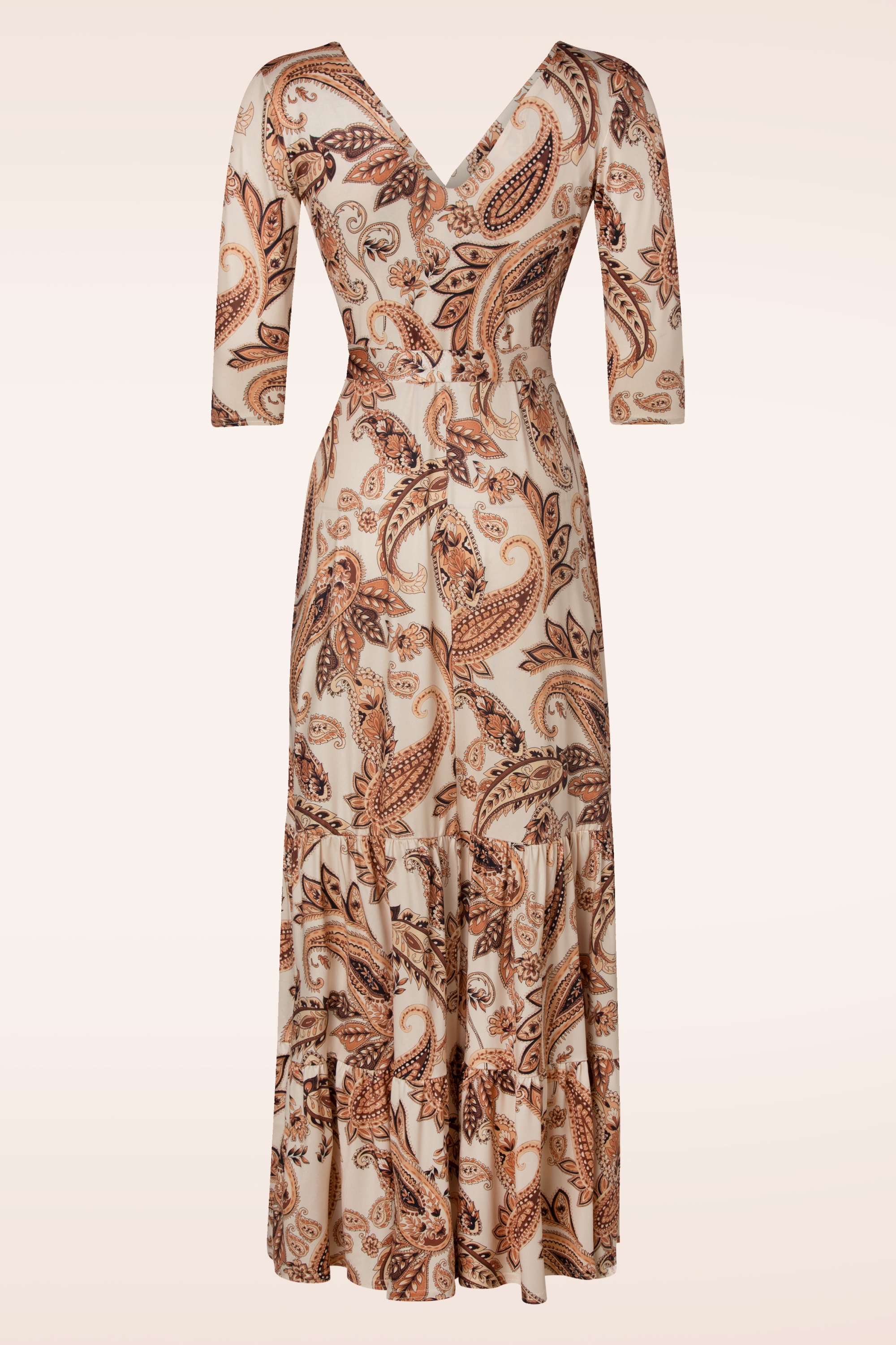 Vintage Chic for Topvintage - Peggy paisley maxi jurk in crème 2