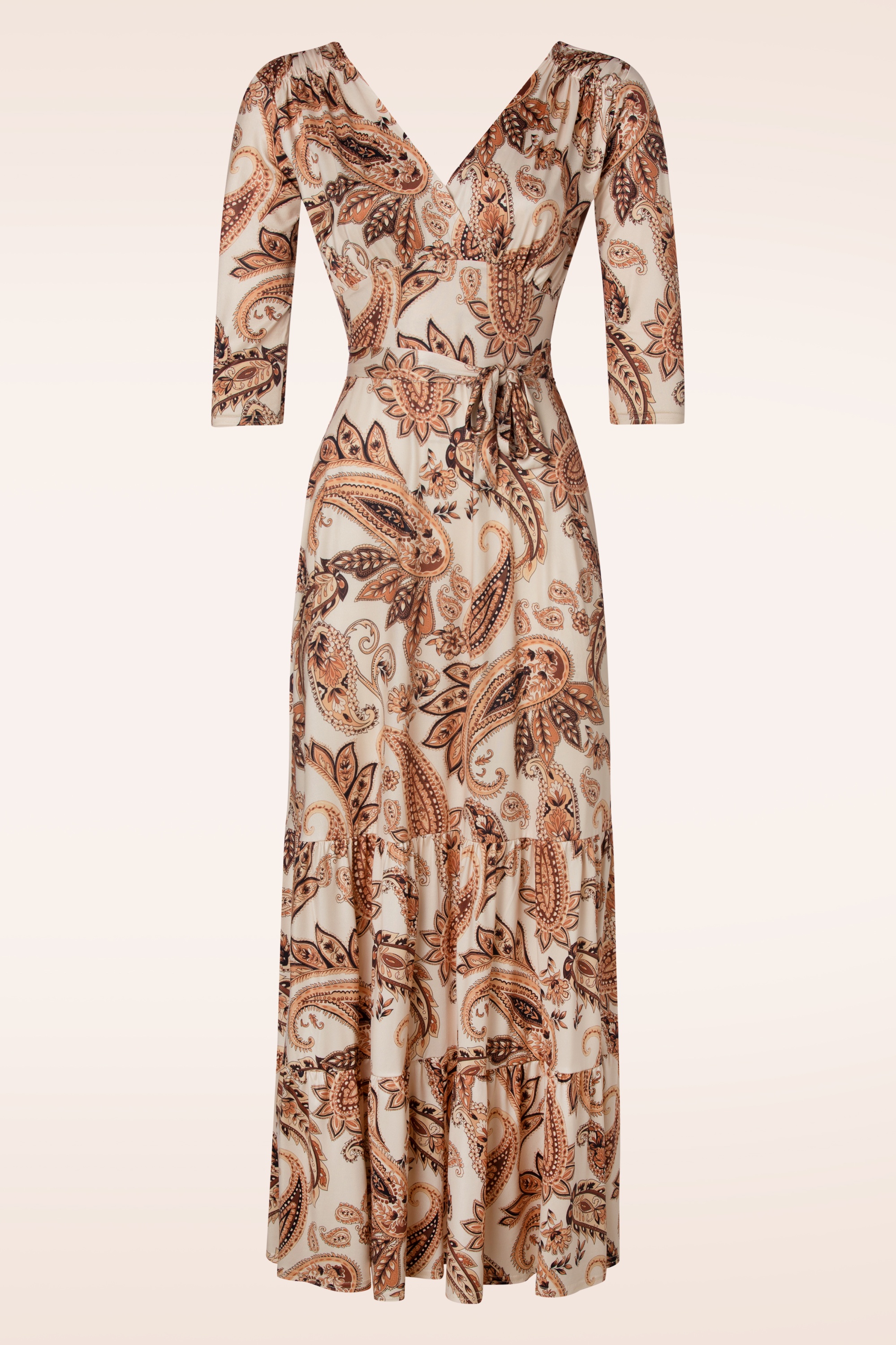 Vintage Chic for Topvintage - Peggy paisley maxi jurk in crème