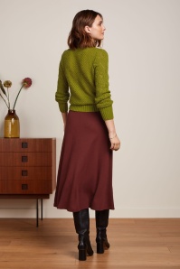 King Louie - Juno Milano crepe midi rok in sandelwood bruin 3