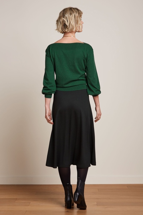 King Louie - Juno Milano crepe midi rok in zwart 3