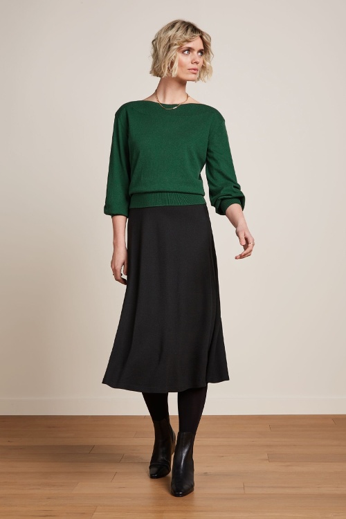 King Louie - Juno Milano crepe midi rok in zwart